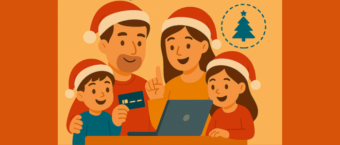 compras de Natal usando o cartão de crédito